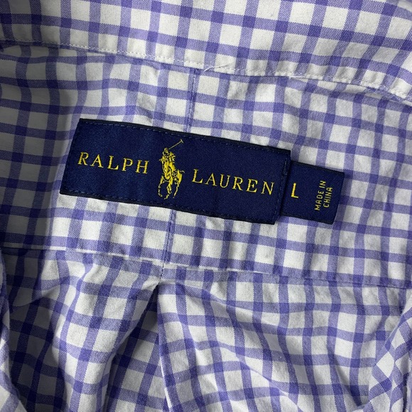 Ralph Lauren Mens Shirt Size Large‎ Purple Checkered Long Sleeves Button Down - Picture 8 of 11